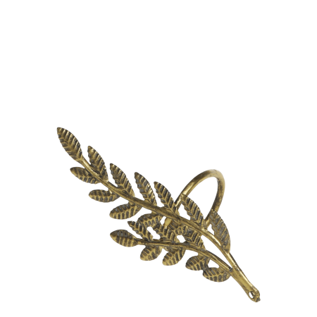 Serviettenring mit Blattdesign – antique messing (H12/L4,5/B4 cm)