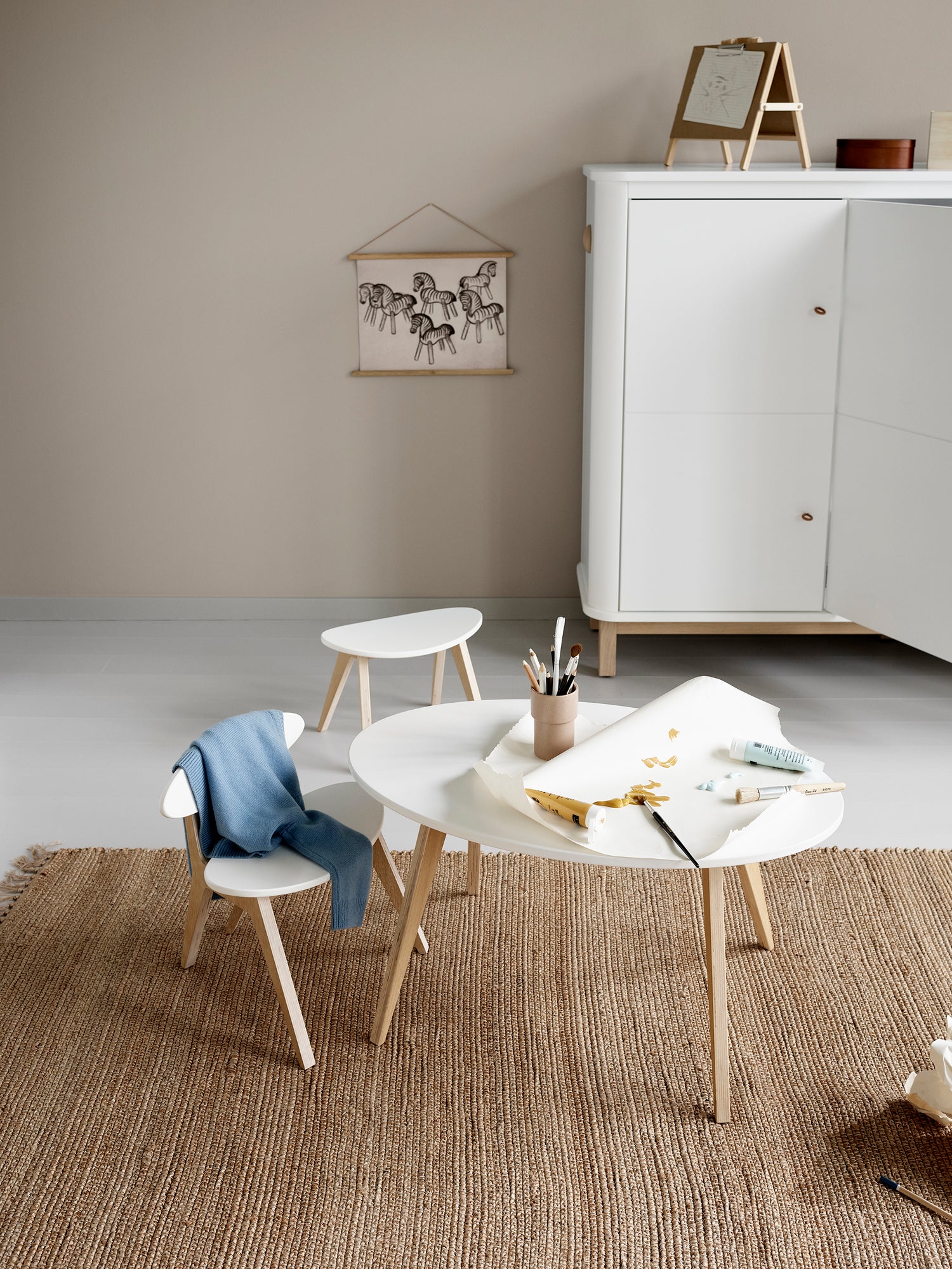 Wood Pingpong Stuhl Weiss / Eiche