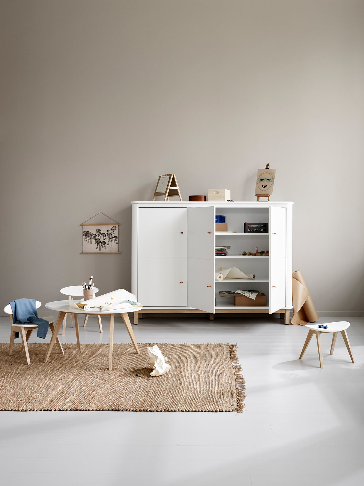 Wood Pingpong Stuhl Weiss / Eiche