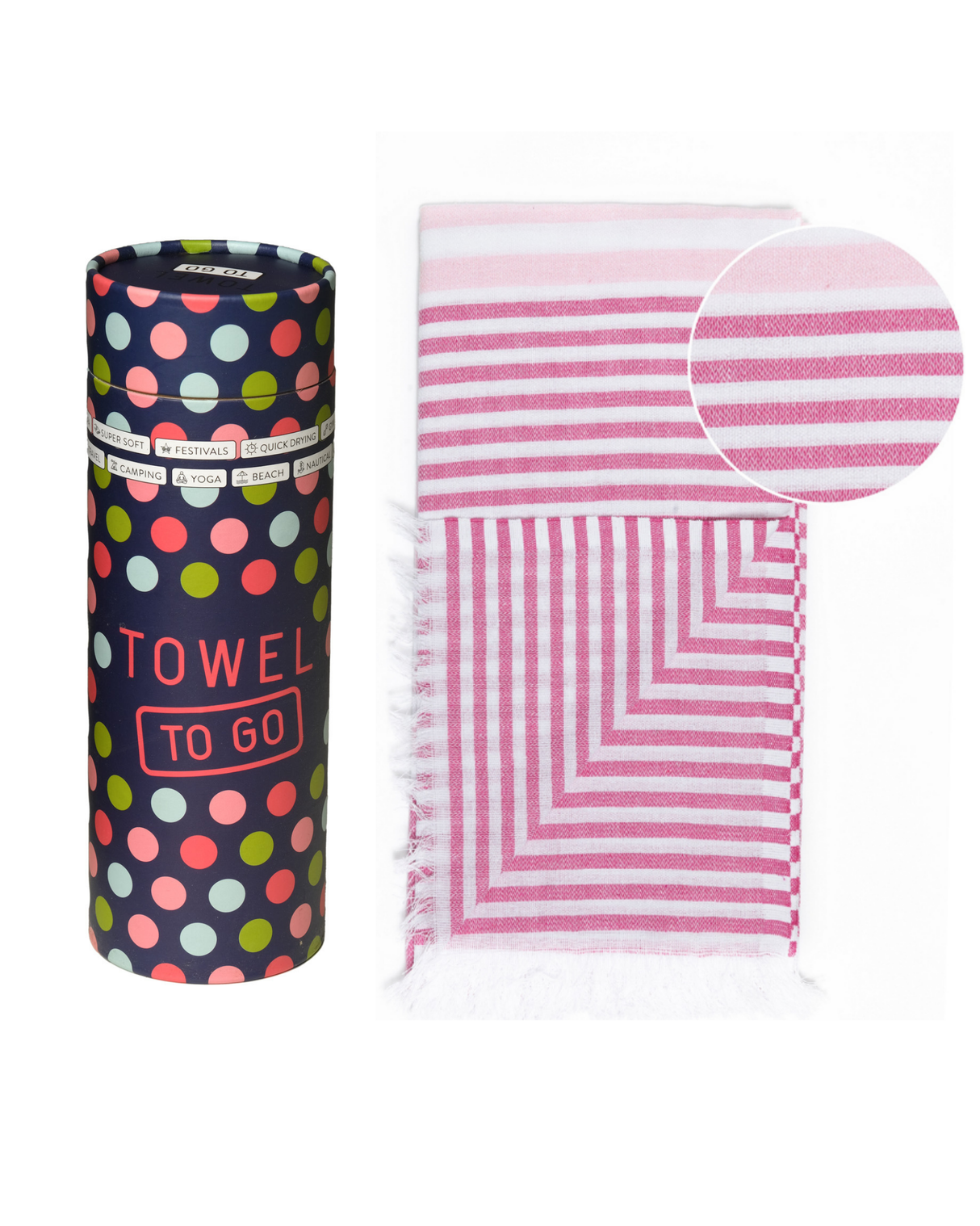 BALI Strandtuch, Hamamtuch in Geschenkbox, Rosa/Fuchsia