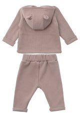 3-teiliges Rib-Strick-Set in Braun