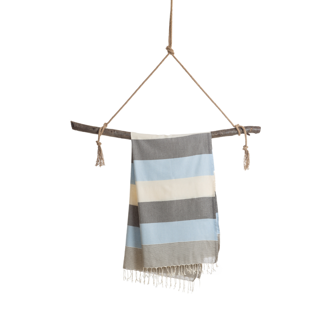 PALERMO Beach Hamamtuch mit Geschenkkarton/Blau-Schwarz