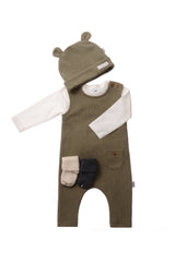 Rib-Strick-Set in olive, 5-teilig