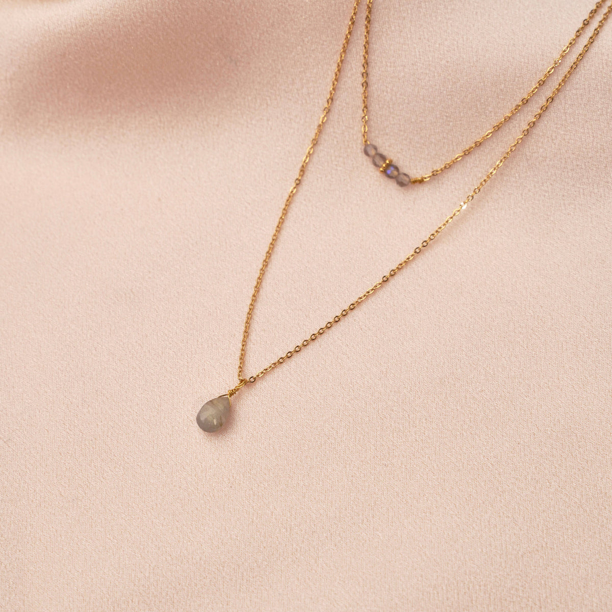 Victoire Collection Doppelreihige Halskette mit Labradorit – Edelstahl