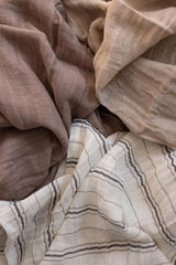 3er-Set Ultra-Soft Musselintücher Cream Stripe, Beige