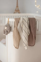 3er-Set Ultra-Soft Musselintücher Cream Stripe, Beige