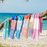 BALI Strandtuch, Hamamtuch in Geschenkbox, königlich/orange