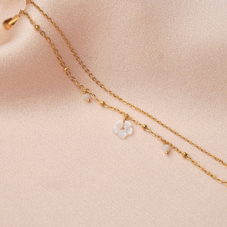 Victoire Collection Armband mit Perlmuttblume – Gold
