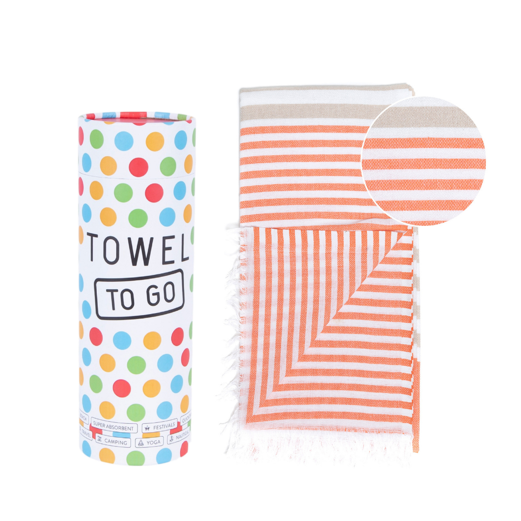 BALI Strandtuch, Hamamtuch in Geschenkbox, Orange/Beige