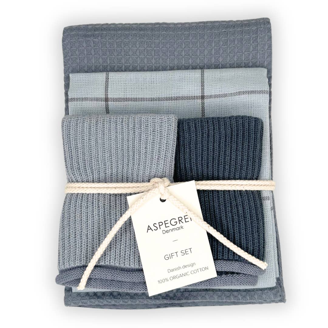 Aspegren Geschenkset Küchentextilien – Navy, Pale Blue, Pearl & Blueberry