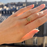 Victoire Collection Damenring mit grünem Achat – Edelstahl Gold