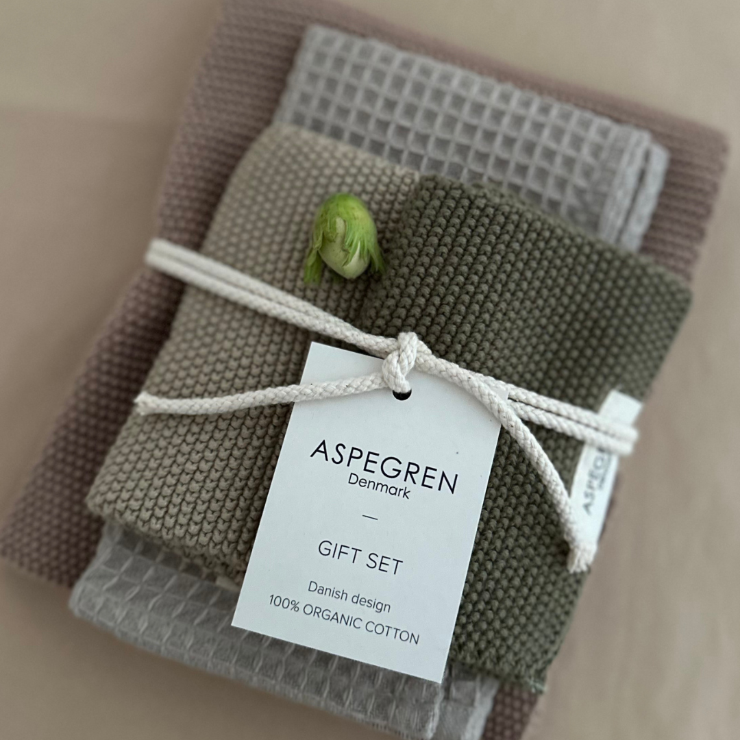Aspegren Geschenkset Küchentextilien – Olive, Oyster Grey & Zinc