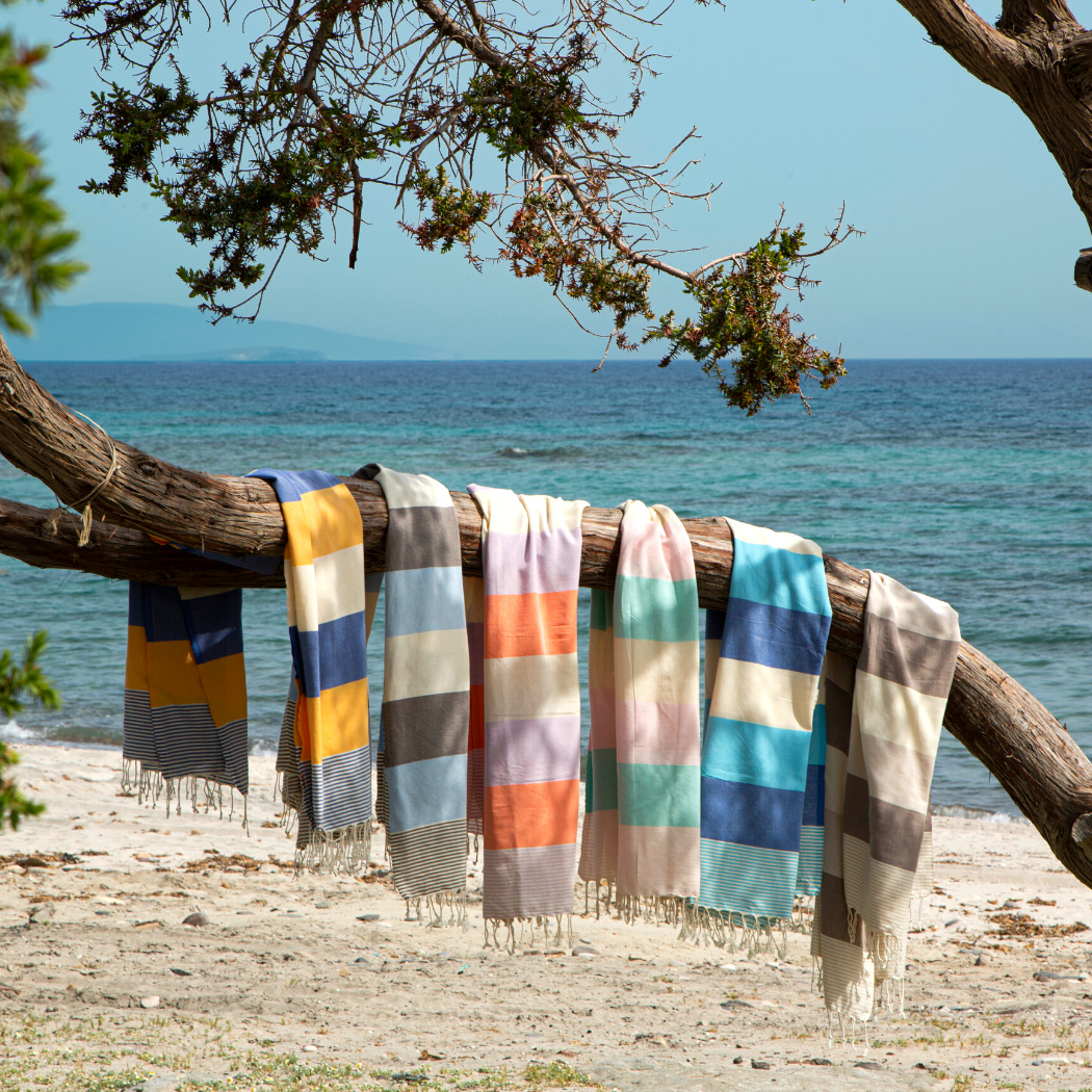 PALERMO Beach Hamamtuch mit Geschenkkarton/Blau-Schwarz