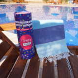 PALERMO Beach Hamamtuch mit Geschenkkarton/Blau-Türkis