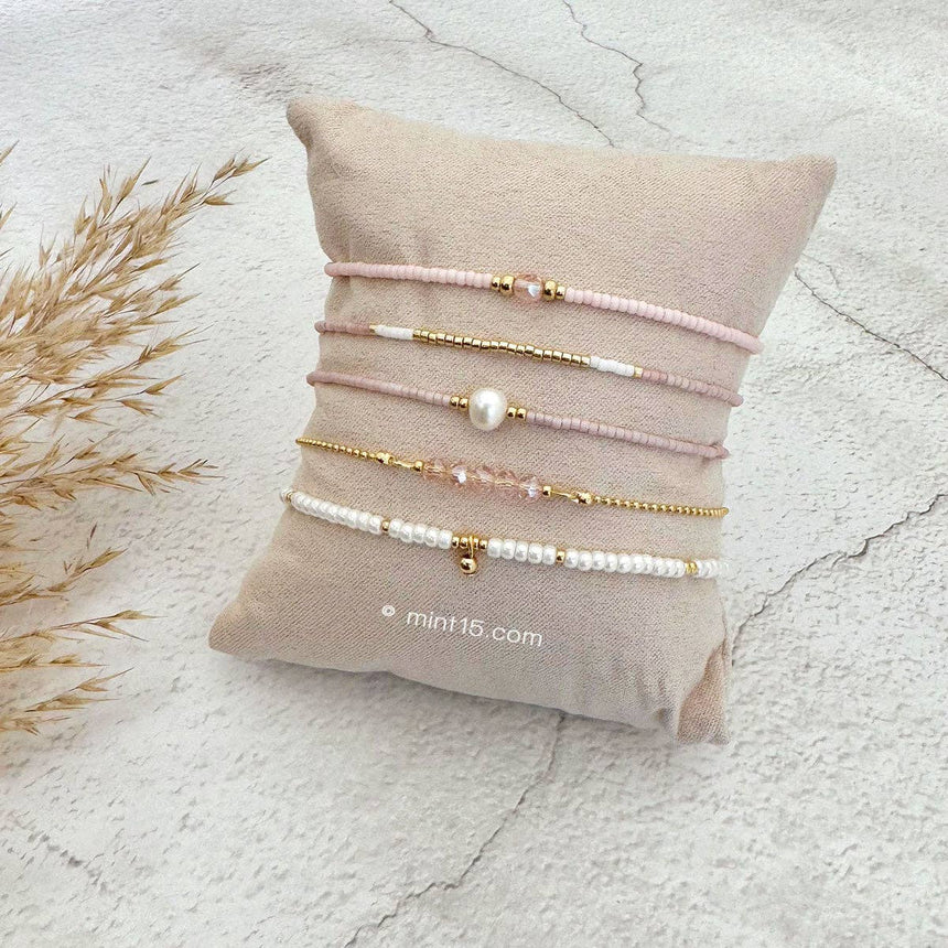 Armbandset 'Vintage Pink & Pearl'