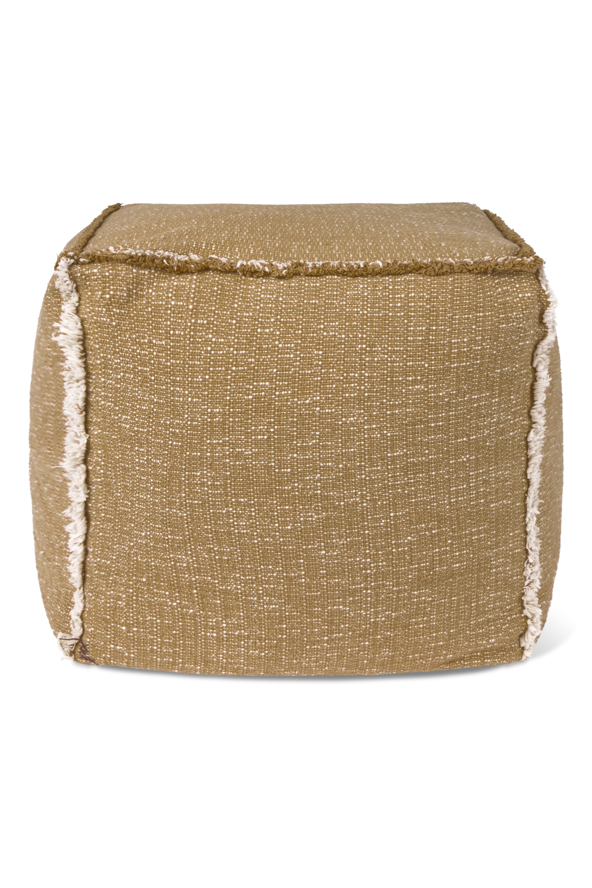 Lorena Canals Handgewebter Baumwollpouf – Ocker / Natural, 45 × 45 × 45 cm