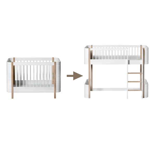 Oliver Furniture Wood Collection Mini+ Basic in Eiche/Weiss Kinderbett Babybett 