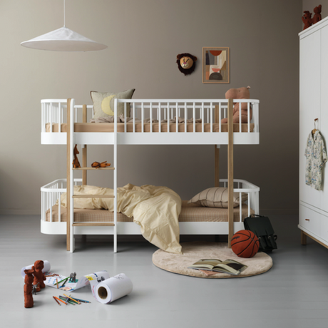 Wood Original halbhohes Etagenbett Weiss/Eiche