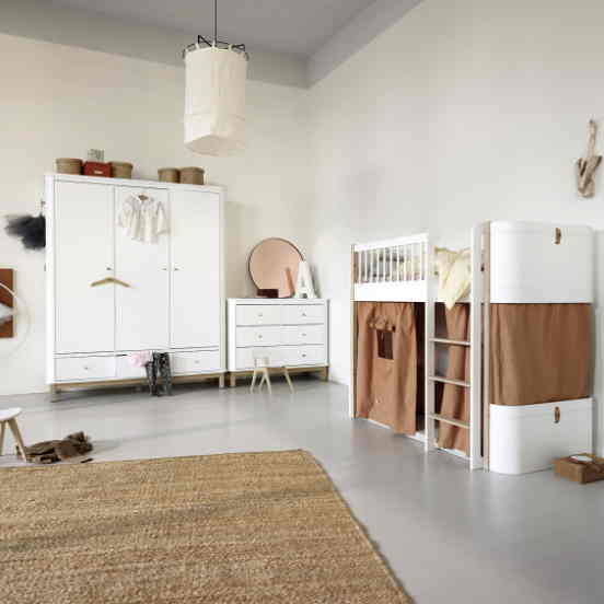 Oliver Furniture Wood Collection Mini+ Basic in Eiche/Weiss Kinderbett Babybett 