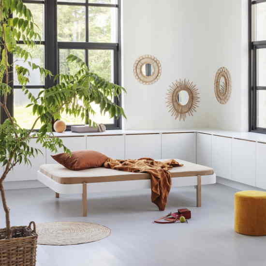 Oliver Furniture Wood Lounger Tagesbett Eiche/Weiss 120 cm Breit Jugendbett Jugendzimmer Tagesbett
