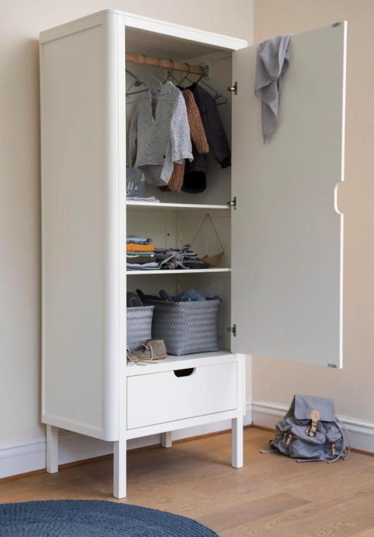 Sebra Kleiderschrank eintürig weiss