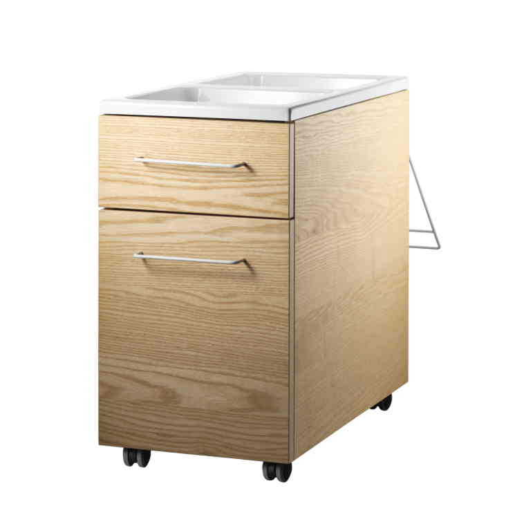 String Work Schubladenelement auf Rollen Eiche Weiss