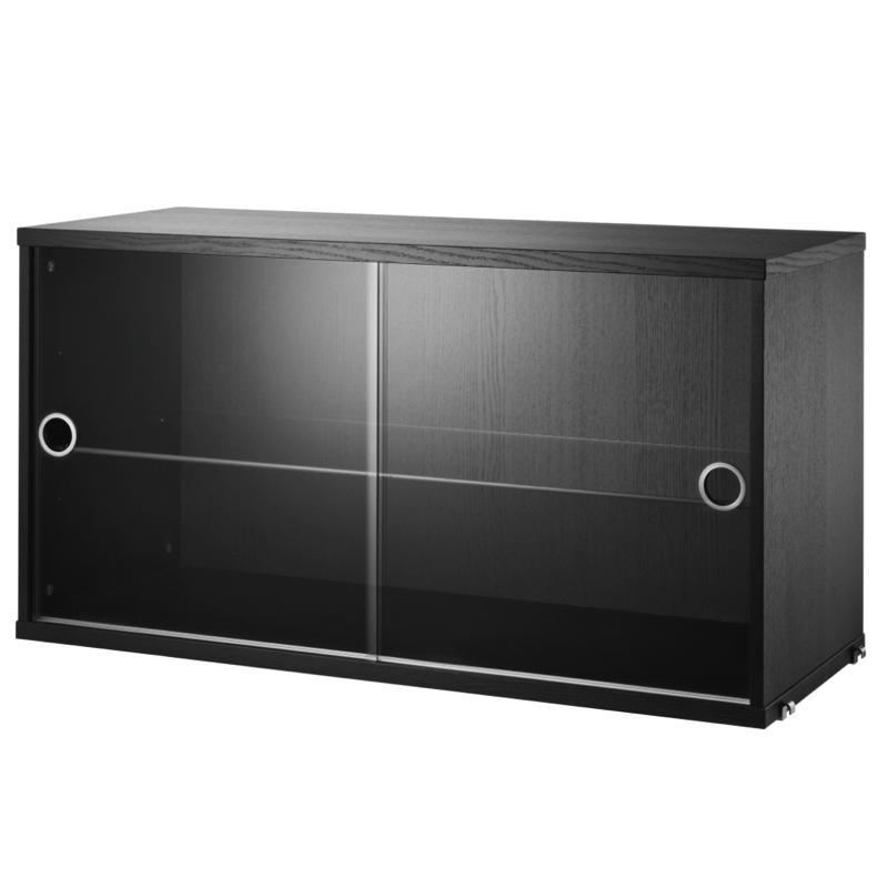 String Regalsystem Regal Vitrine mit Glas schwarz Esche